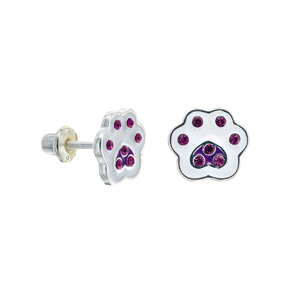 Par de caravanas de plata 925 y esmalte, HUELLITA. 