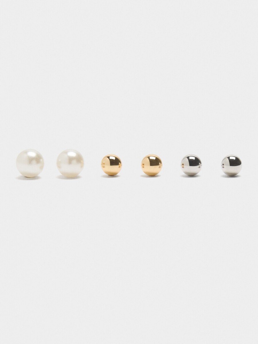 Pendientes De Esferas Bicolor Y Perlas bicolor