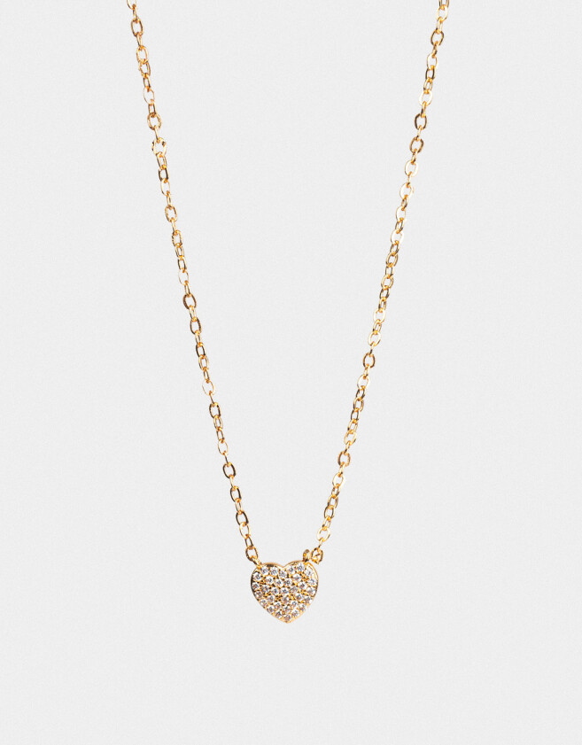 Cadena Corta con Dije Con cubic zirconia Collar Corto Corazón Cubic Zirconia - Dorado