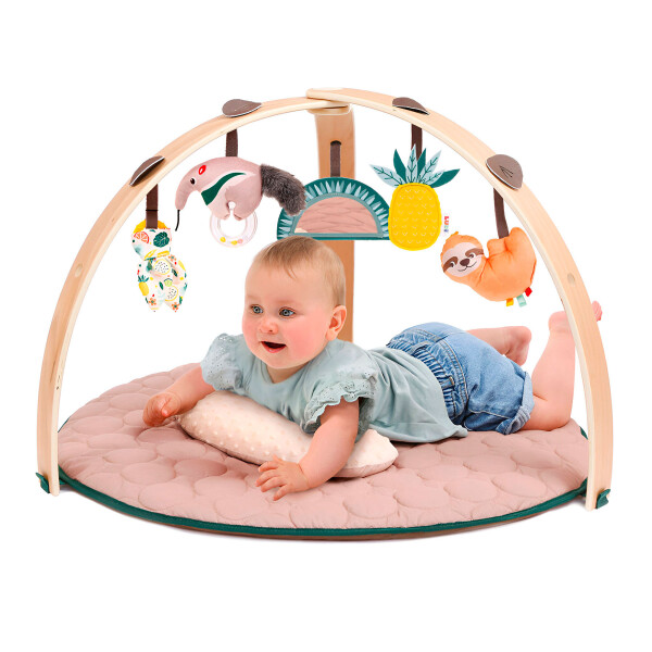 Gimnasio Actividades Alfombra Bebé Sensorial Arcos De Madera Color Rosa