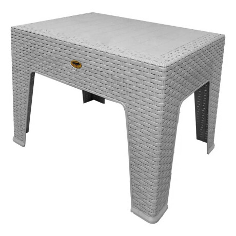 Mesa Ratona Auxiliar Jardín Patio Rattan Exterior UV Blanco