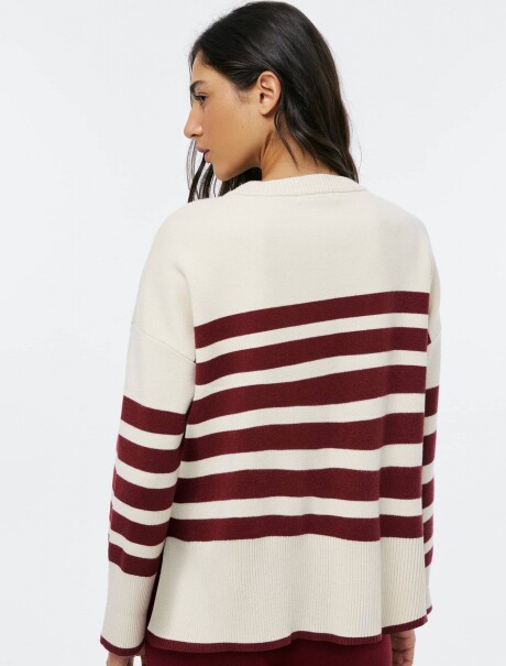 BUZO TEJIDO A RAYAS - BORDEAUX BEIGE