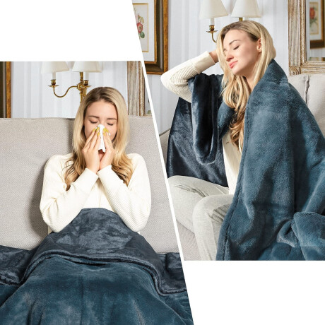 Manta Frazada Térmica Eléctrica 2Pz Doble Polar Cuori Caribe Azul