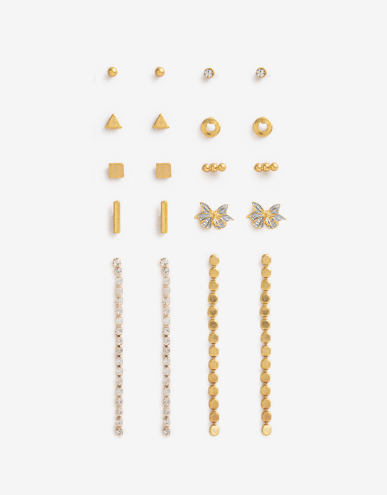 Aros Sets Metal Set De Aros Mariposa - Dorado Oro Cepillado Mate