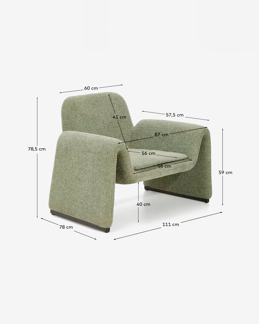 Butaca Melvia de chenilla verde