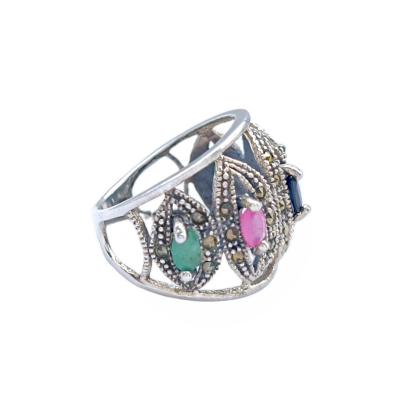 Anillo Cúpula-Plata 925-Piedras Varias-AN3249 conpiedra