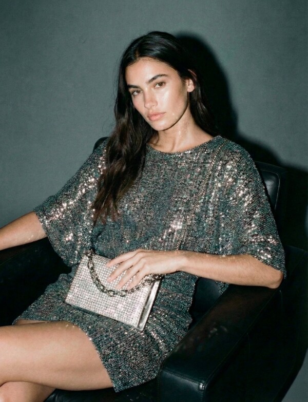 Cartera Strass PLATEADO