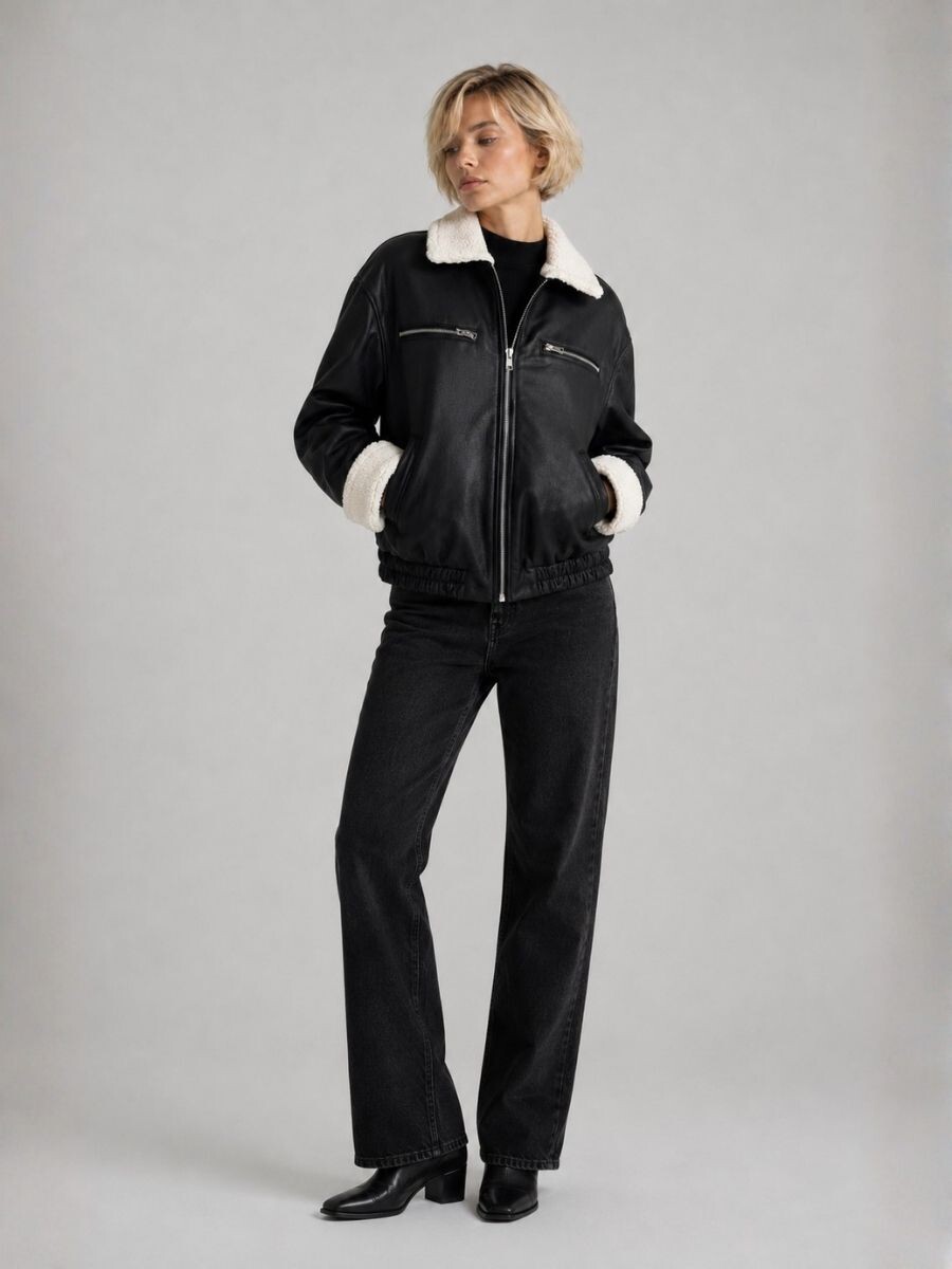 CAMPERA SLOWLY BOMBER - NEGRO 