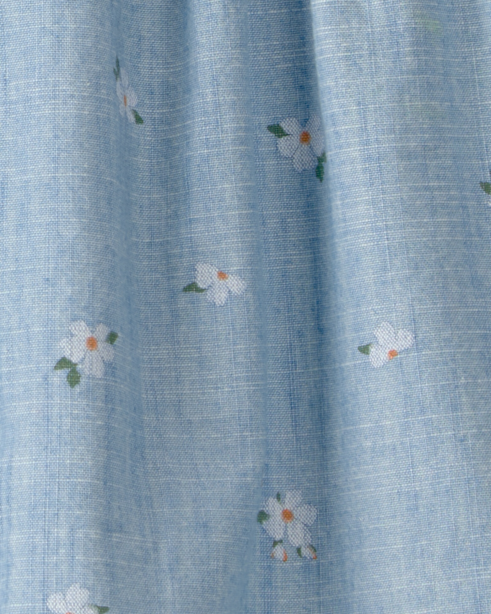Set dos piezas de chambray, short y remera, azul, diseño floral Sin color