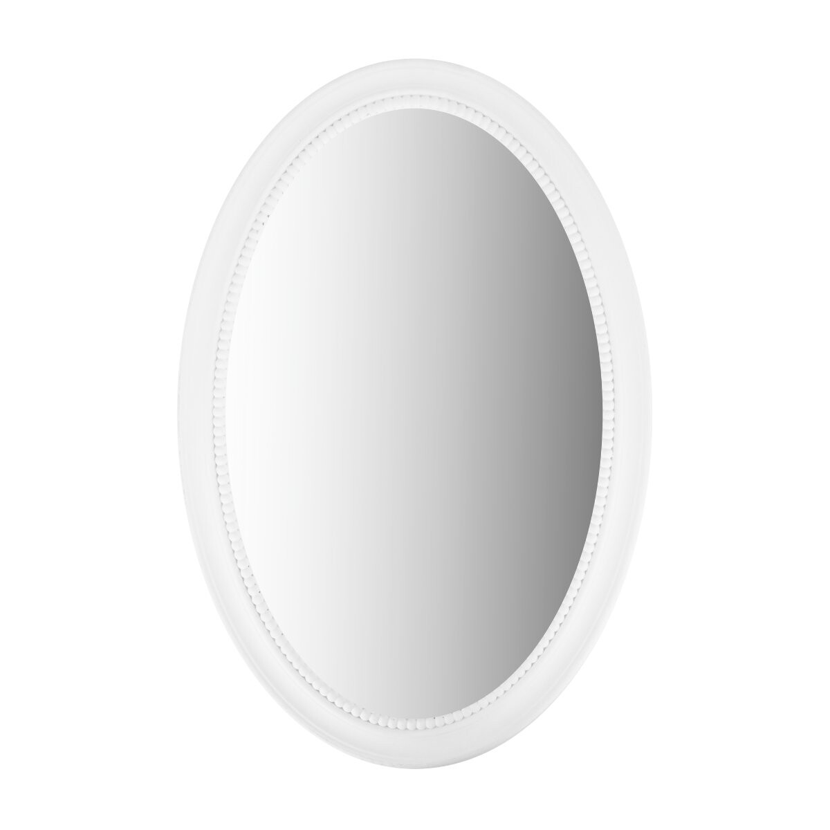 Espejo oval con marco de madera blanco labrado 