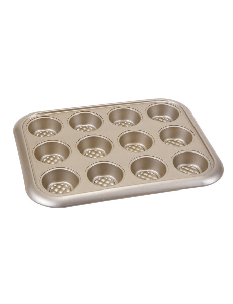 MOLDE MUFFIN x12 ACERO CHAMPAGNE. 38x30x3.5CM/ESPESOR 0.5MM MOLDE MUFFIN x12 ACERO CHAMPAGNE. 38x30x3.5CM/ESPESOR 0.5MM
