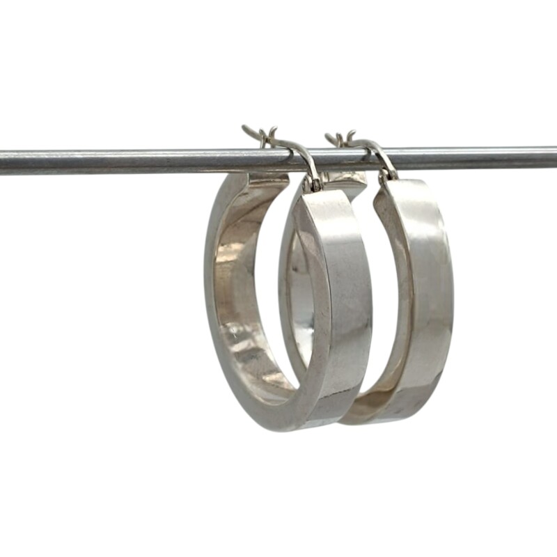 Caravanas Aro ancho de Plata - Plata 925 - Sin Piedra- CA4143 sinpiedra