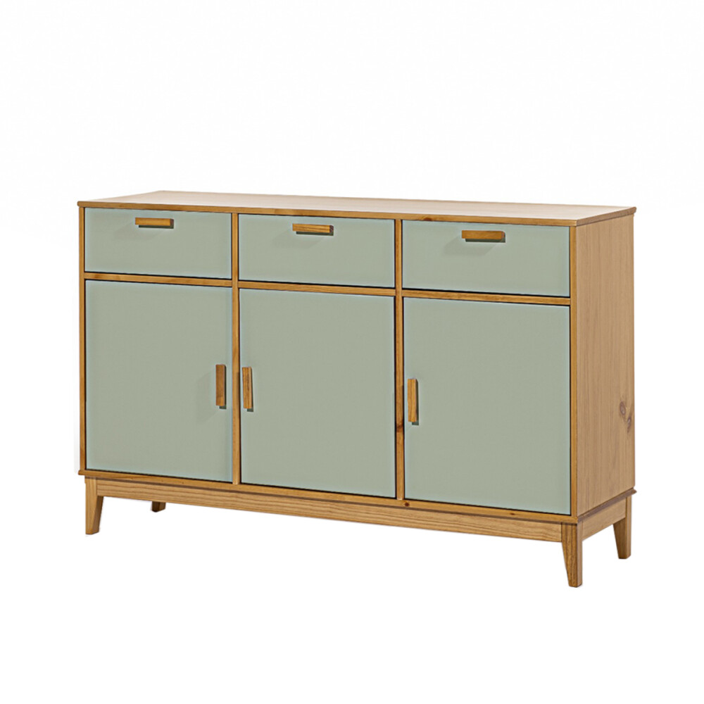 APARADOR BUFFET DE 3 PUERTAS 3 CAJONES EN MADERA MACIZA VERDE