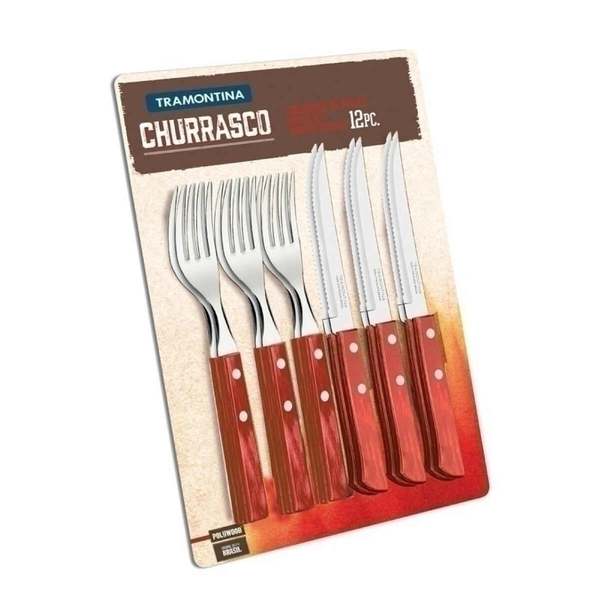 Juego de cubiertos modelo CHURRASCO, 12 piezas en blister -TRAMONTINA - TN9292 