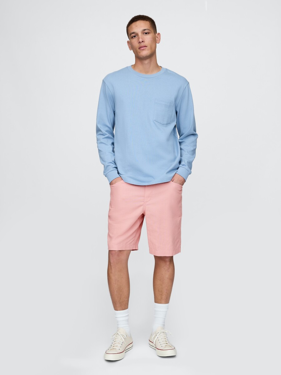 Short De Lino Con Elástico Hombre - Antique Pink 