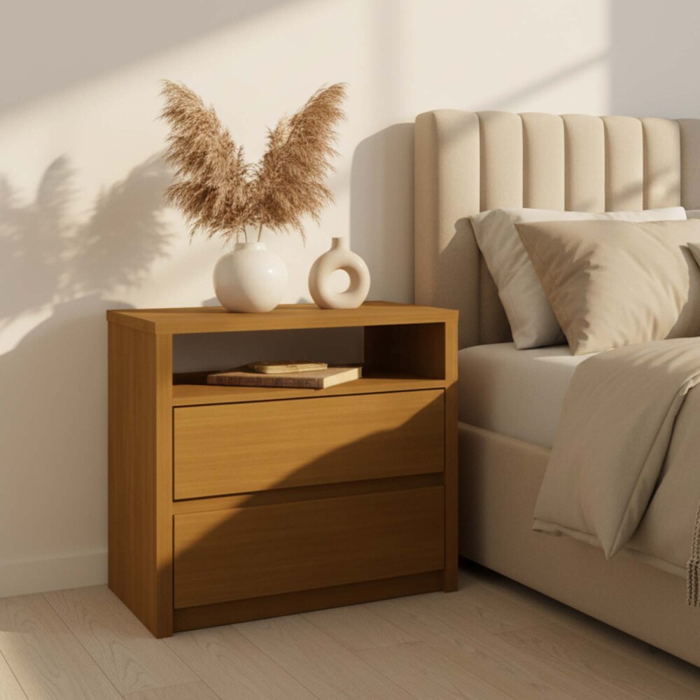 MESA DE LUZ 2 CAJONES MDF NATURAL-BEIGE SOUTH