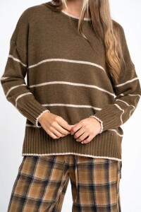 Sweater Rayado Lana Oliva