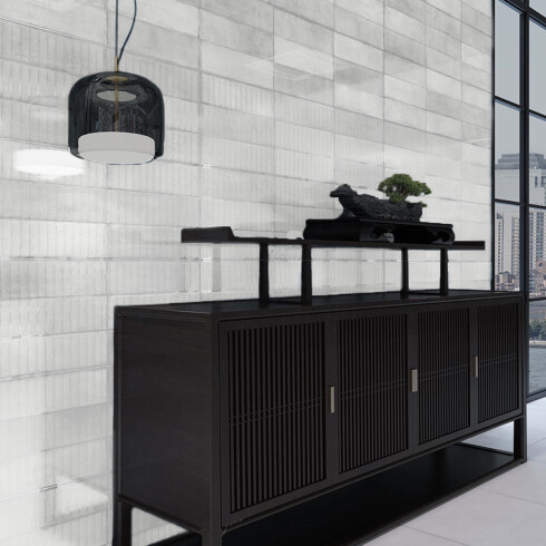 REVESTIMIENTO BLANCO DESTONIFICADO BRILLO RELIEVE 30X90Cm PARED BLANCO