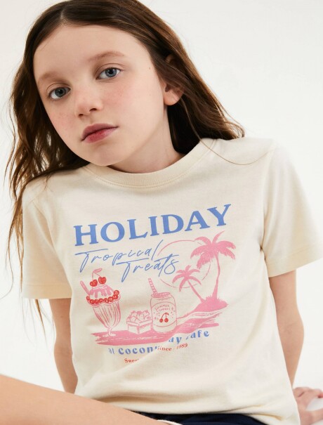 CAMISETA INFANTIL CON ESTAMPA BEIGE