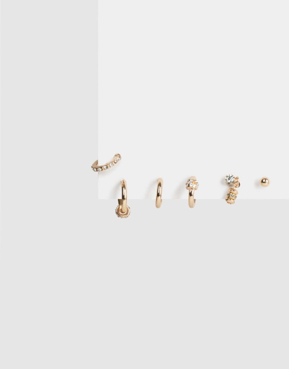 Set De Aros Con Strass - Dorado 