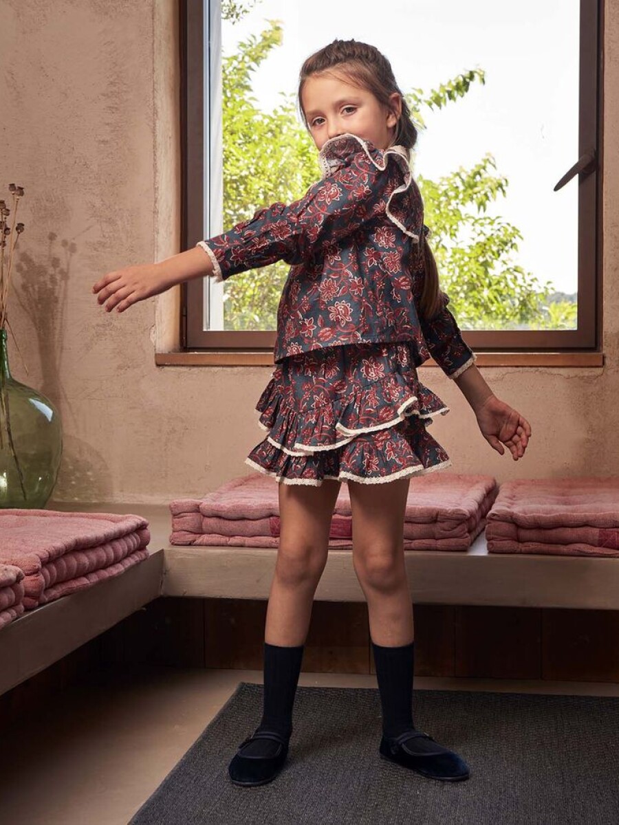 Vestido Estampado De Flores Petroleo