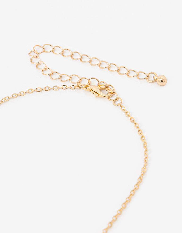 Cadena Corta con Dije Metal Collar De Cadena Con Dije Corazón Flor - Dorado