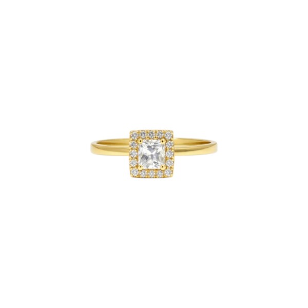 Anillo compromiso Cuadrado -Oro bajo-Piedras zirconias-AN8556 conpiedra