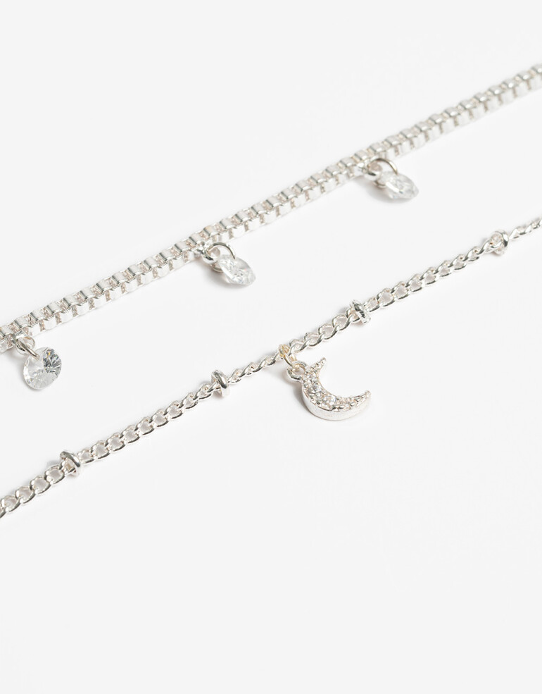 Pulseras Flexibles Sets Cubic zirconia Set De Pulseras Con Cubic Zirconia - Plateado