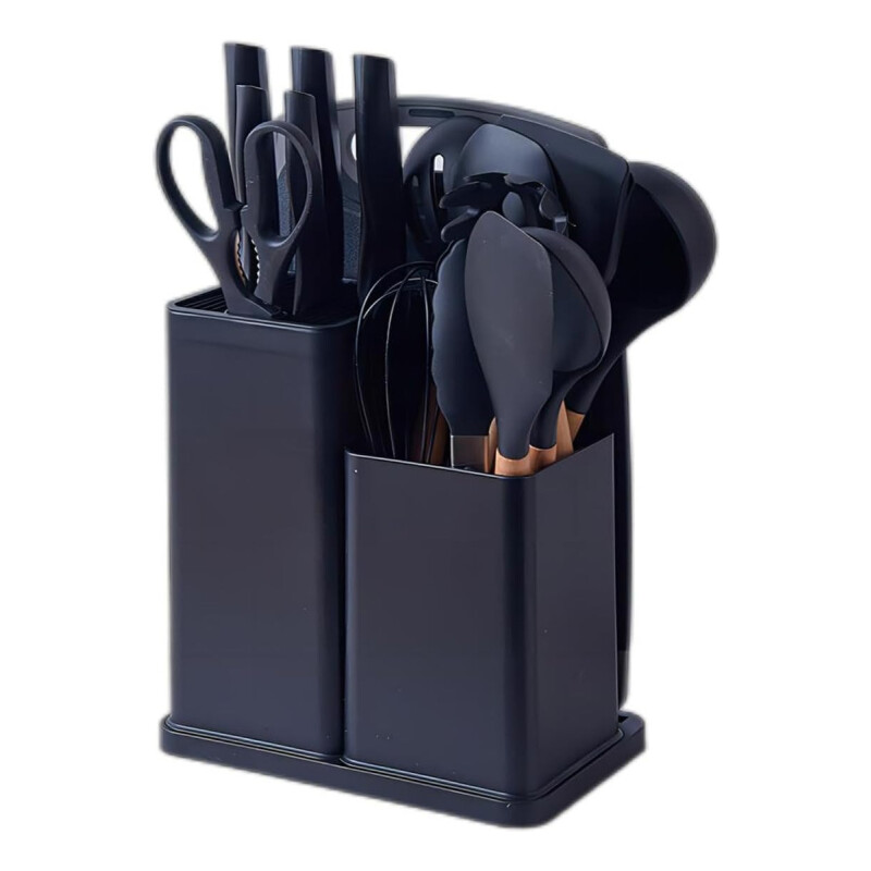 Set Utensilios De Cocina Menaje De Silicona Colores Negro