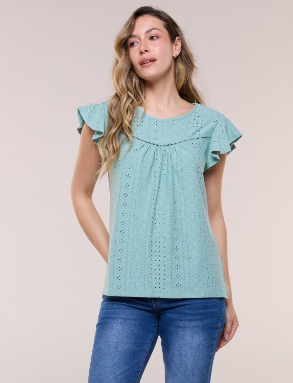 Blusa Broderie VERDE AGUA