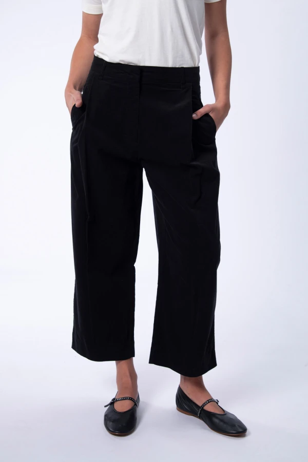 Pantalón de micropana ancho pinzas Negro