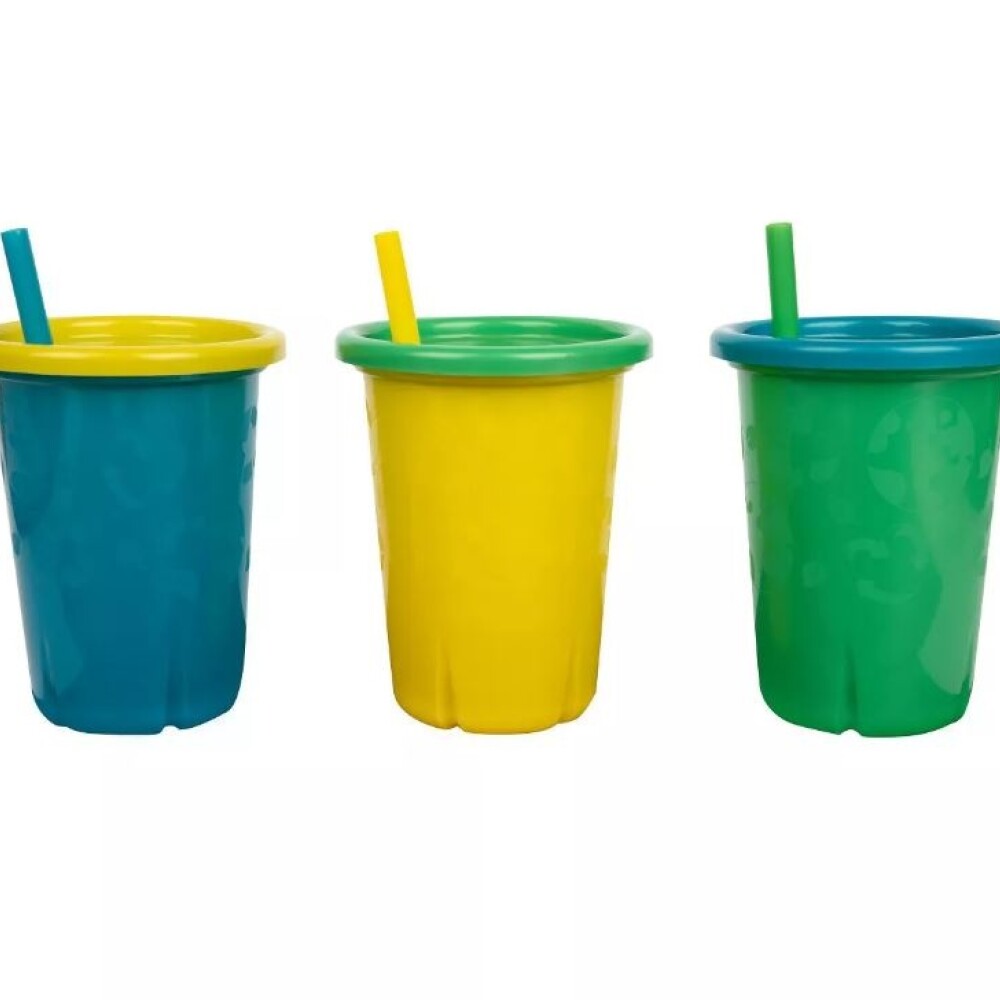 Set 3 Vasos Con Tapa Y Sorbitos Varón The First Years THE FIRST YEARS SET 3 VASOS CON TAPA Y SORBITOS VARON