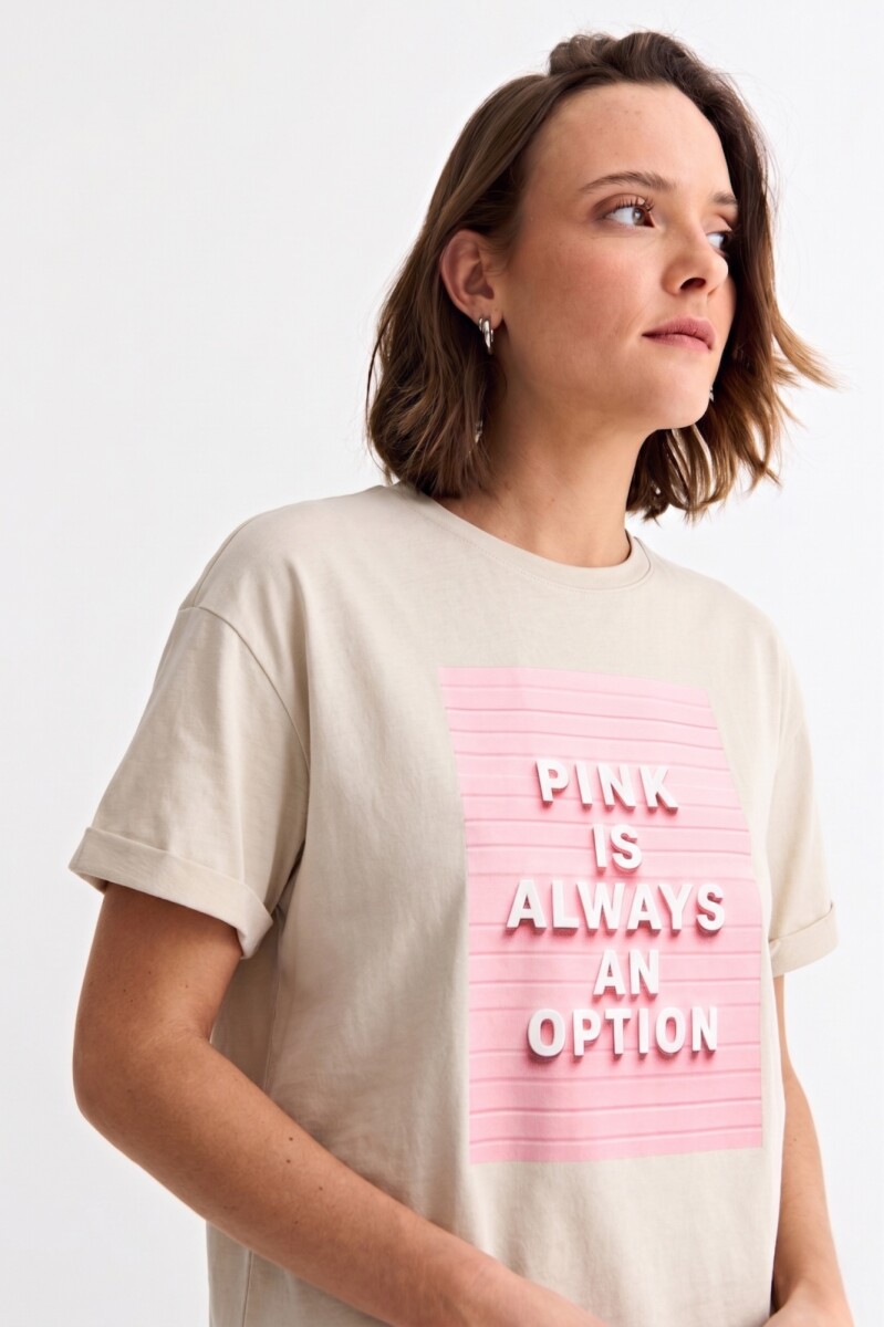 Remera m/c estampada colección Editorial - Crudo 