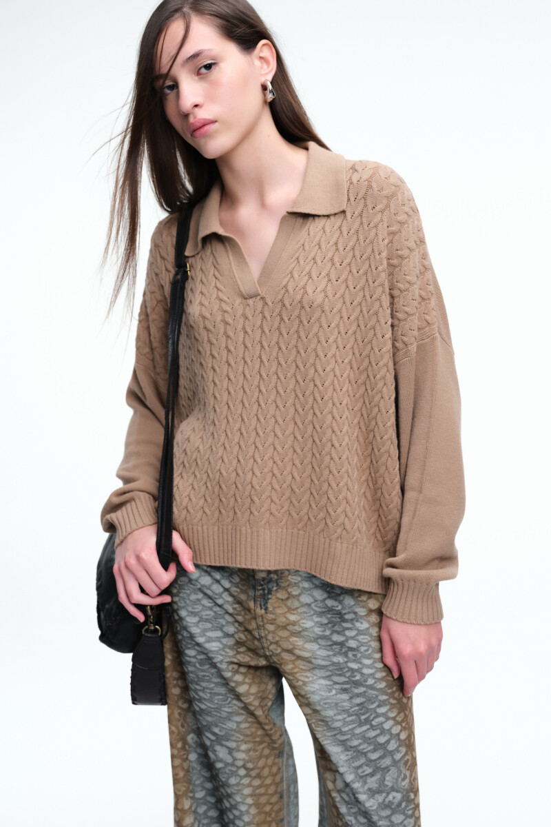 SWEATER TRENZAS Mostaza