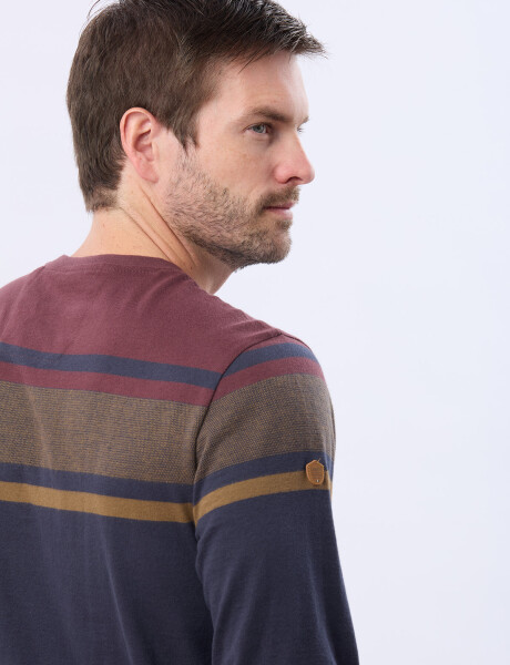REMERA RAYADA DE ALGODÓN BORDO