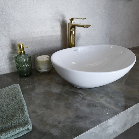 Griferia De Lavatorio Alto Linea Modena Aqualia Monocomando 35Mm Dorado 000