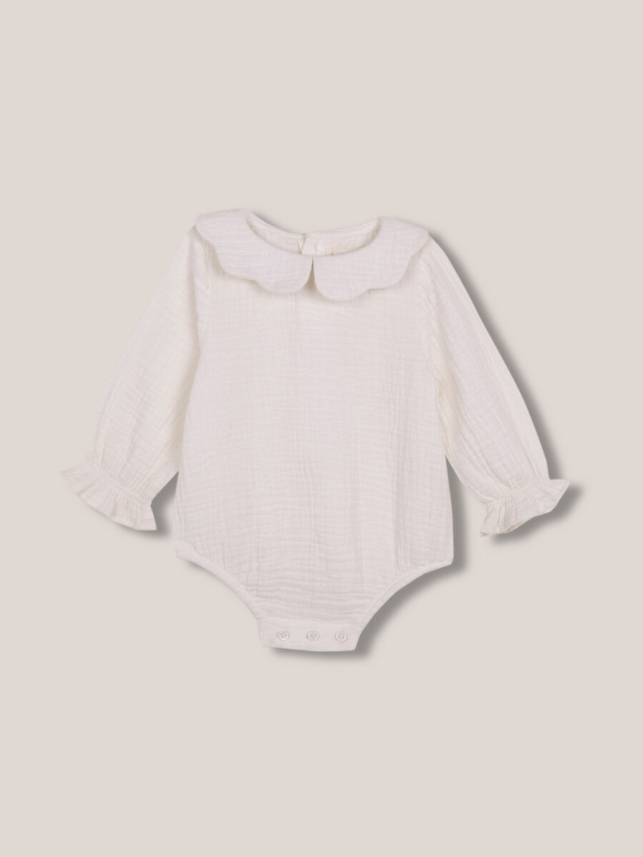 Camisa Body Con Cuello De Ondas Blanco
