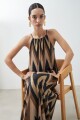 Vestido zig-zag tostado