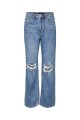 Jeans Kithy Straight Fit Con Roturas Medium Blue Denim