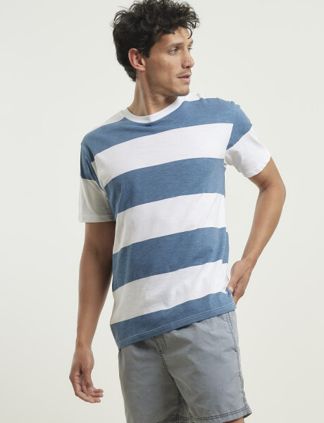 520877 T-SHIRT HARRY Blanco / Azul Piedra