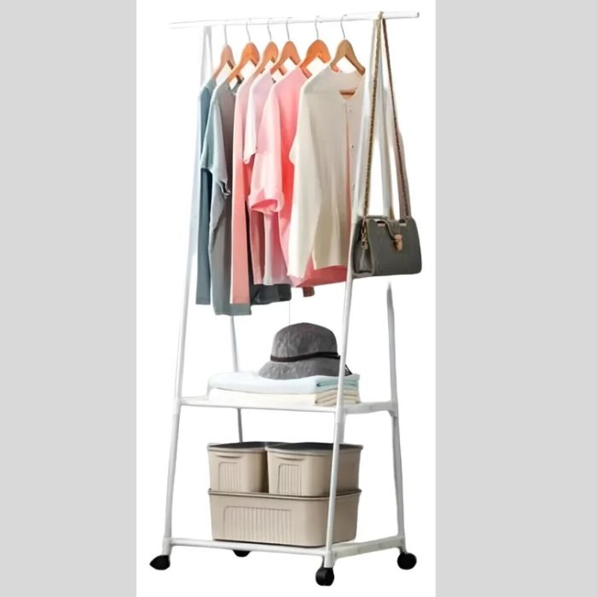 Perchero Triangular de Pie Multifuncional - BLANCO 