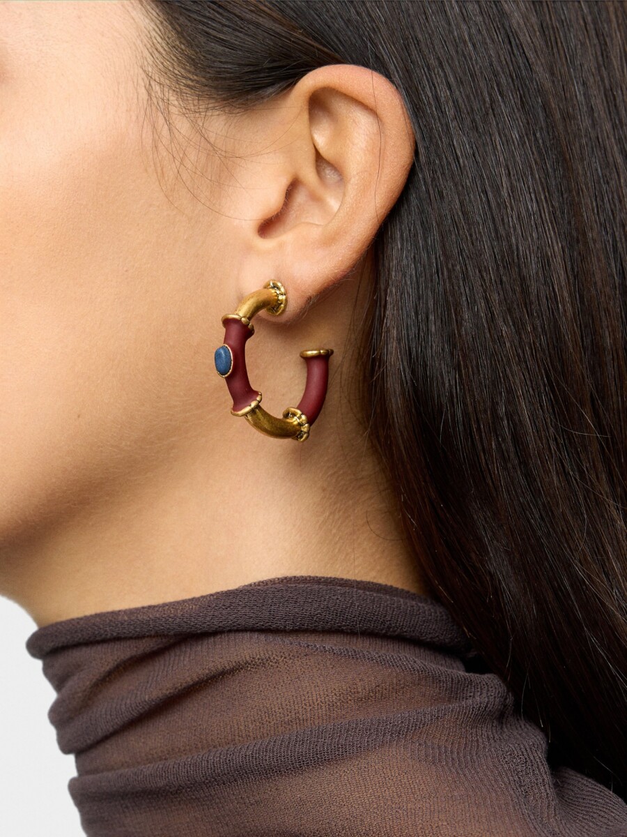 Aros Abiertos Con Piedra multicolor