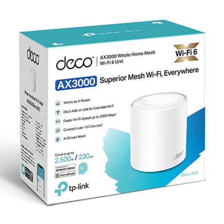 Tp-link - Deco X50 X1. Router Mesh. Wifi Inteligente. Doble Banda. Hasta 230 M2. Hasta 150 Dispositi 001
