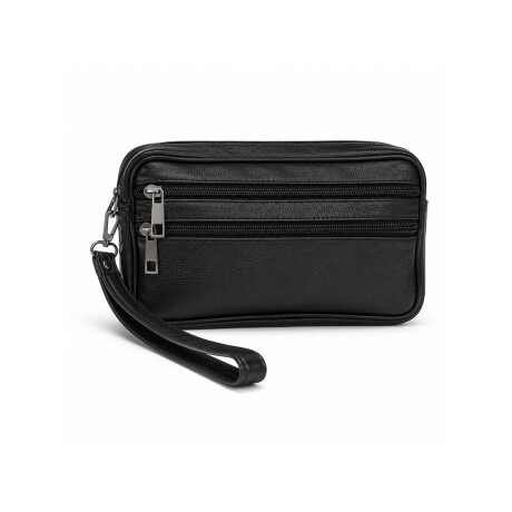 Neceser con bolsillos y asa de cuero grande 23x12x5cm Negro