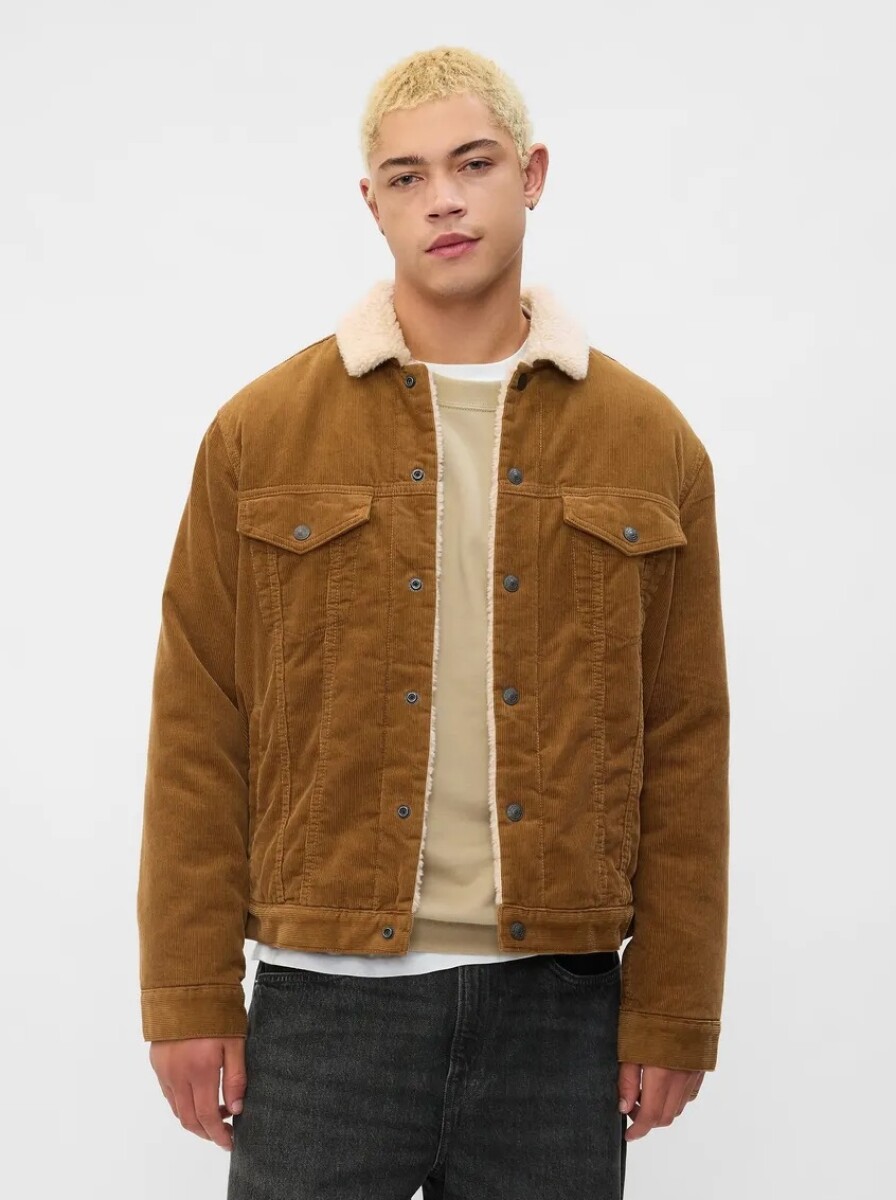 Campera De Pana Con Corderito Hombre - Palomino Brown Global 