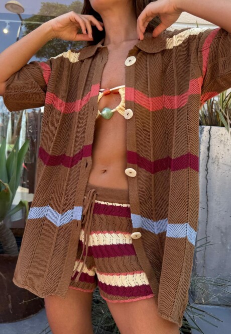 Short Corfu SS26 Stripes Espresso