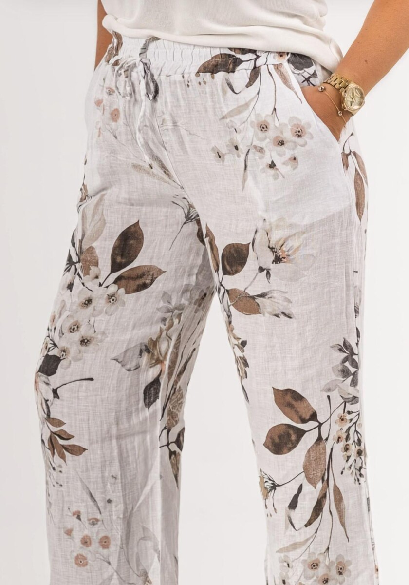 Pantalón 100% lino estampado 