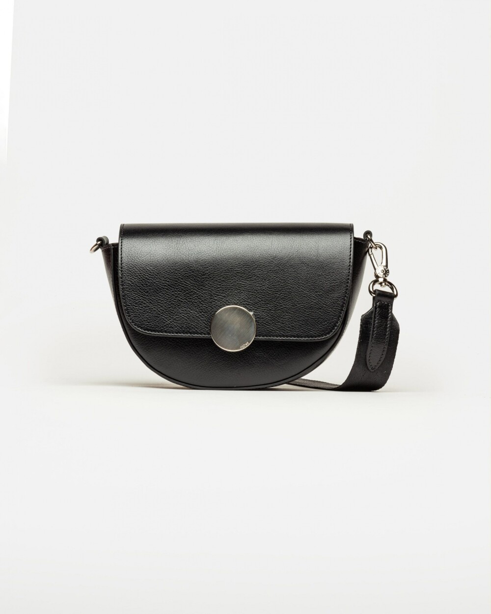 Bandolera The Circle en cuero liso Negro