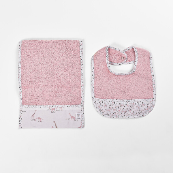 Kit Babero+Toalla II Jirafas Rosa