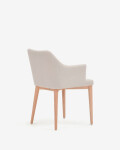 Silla Croft de chenilla y patas de madera maciza de fresno beige